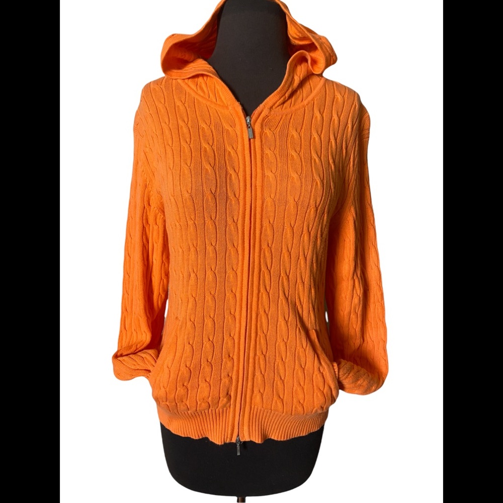 Super Soft Cable knit Tommy Hilfiger size Large cardigan - Orange